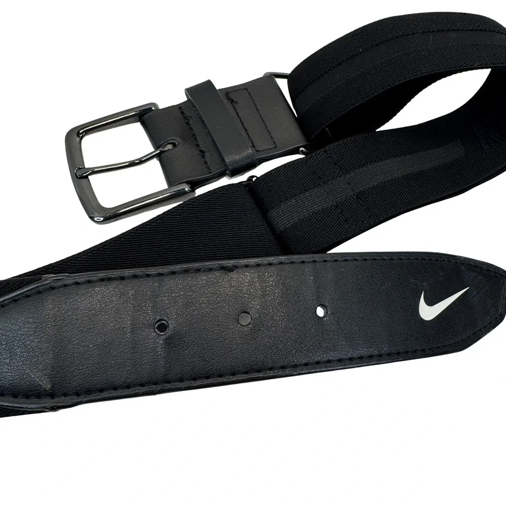 Nike Baseball Softball Belt Black Elastic Synthetic Leather OS Adjustable Sport